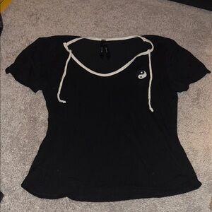Black and White Yin Yang Short Sleeve Top